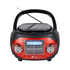Farmacias Savia SoundMax portable radio model AA2024-0424 with tuning dial and speaker, compact electronic device for on-the-go listening.