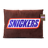 Rectangular Snickers pillow for pets with Snickers logo, soft fabric, and rectangular shape, perfect for pet comfort and decor.