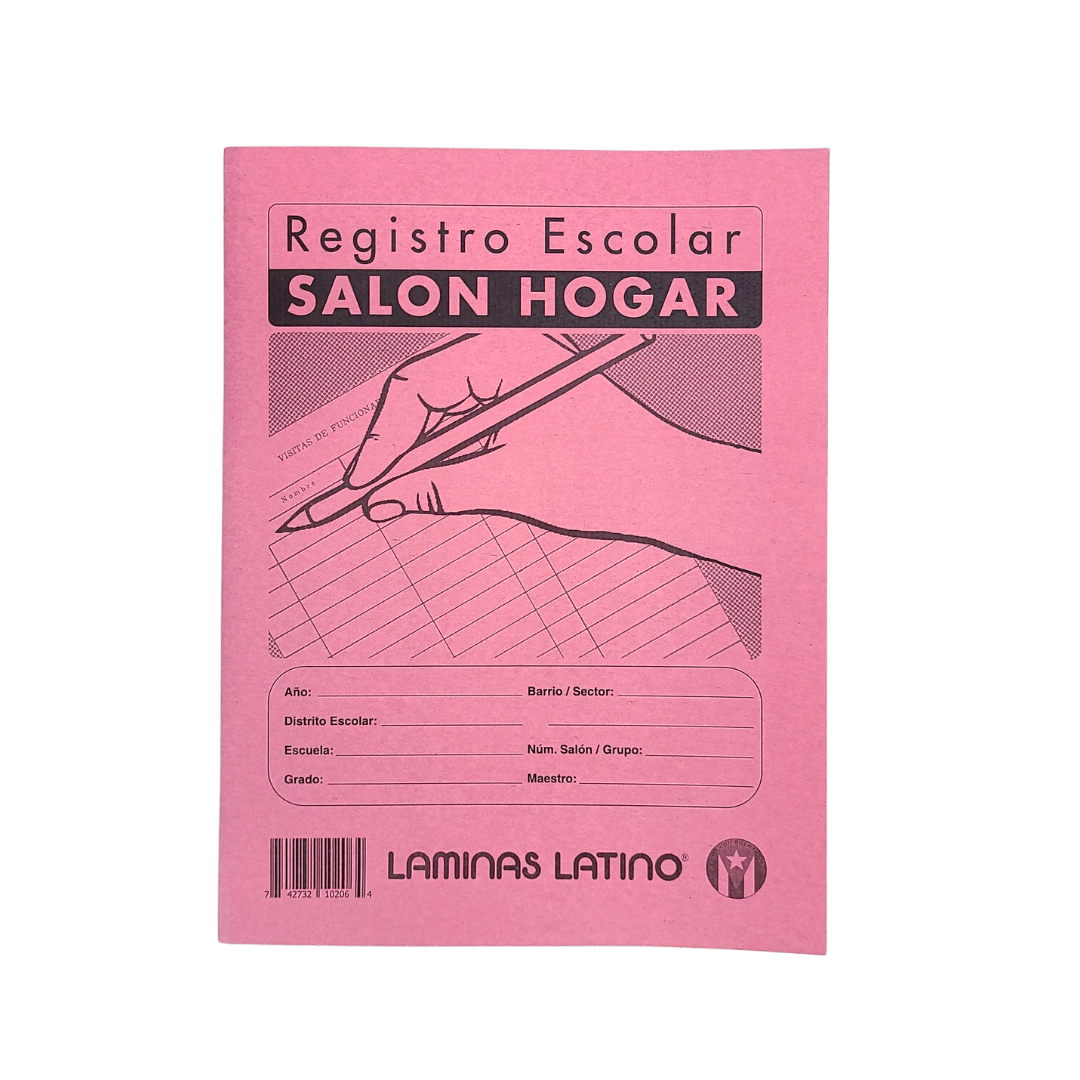 School register from Farmacias Savia, featuring a colorful cover and lined pages for student attendance and notes.