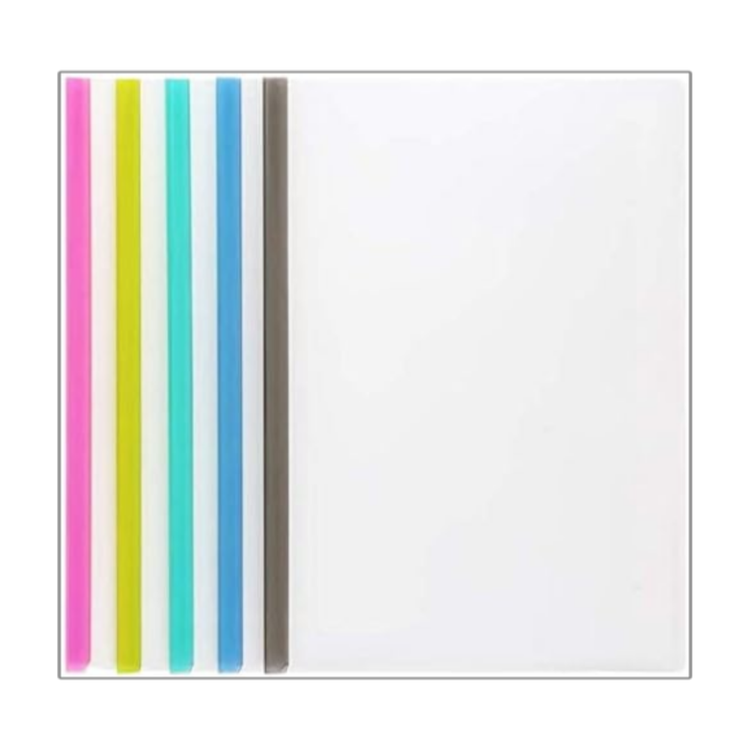 Set of five Escolar report covers from Farmacias Savia, plain design for organizing documents and presentations.