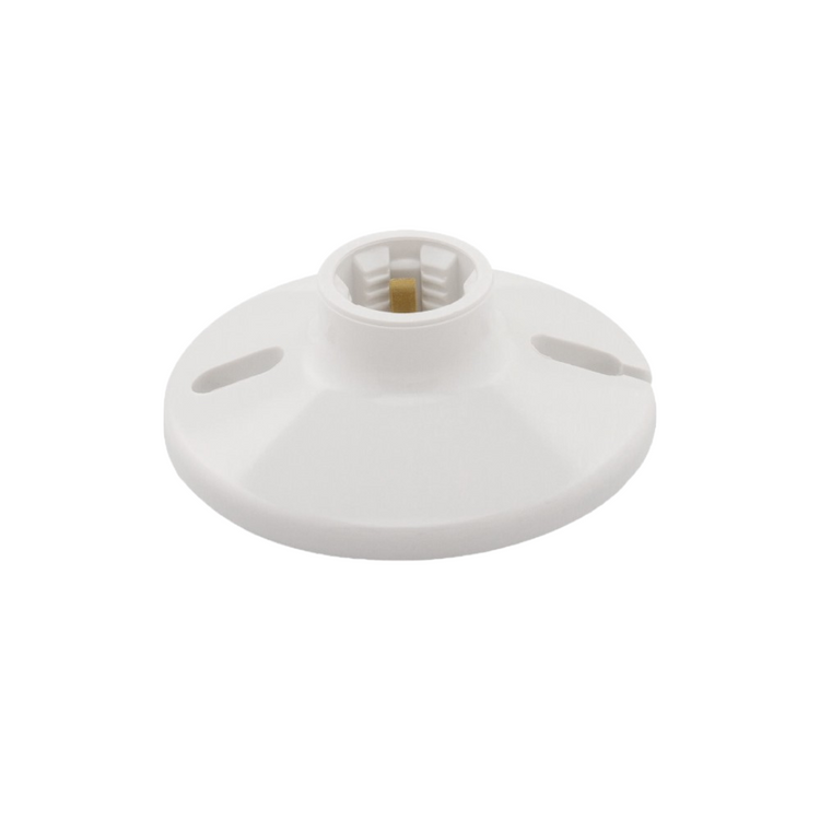 Plastic ceiling rose canopy cover for ceiling fixtures, designed for easy installation and a clean finish in electrical setups.