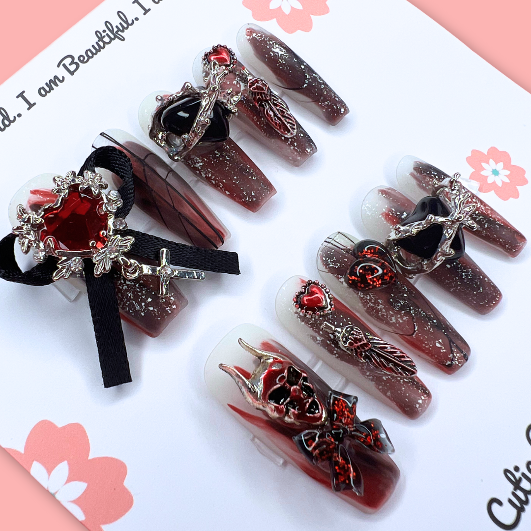 Red Demon Gothic Press-On Nail Set