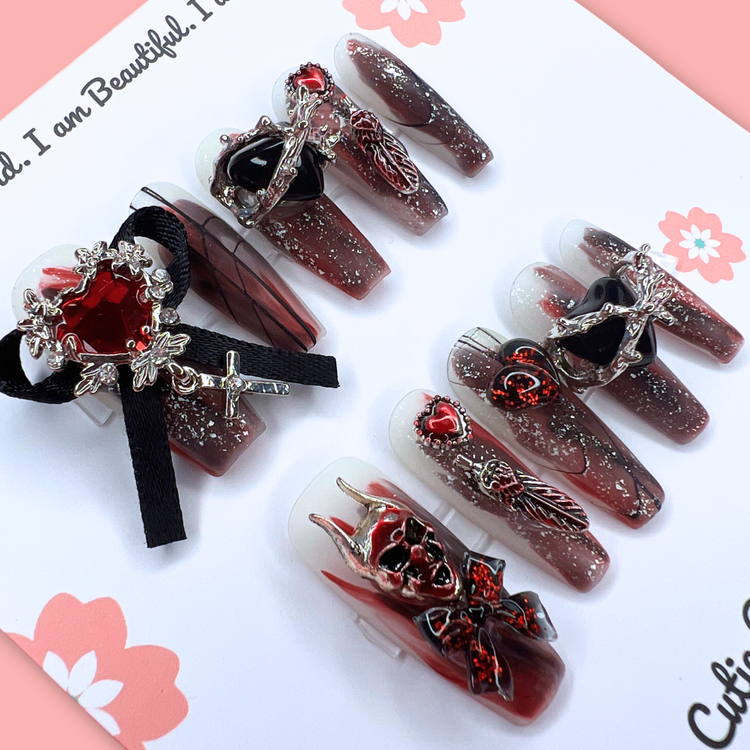 Red Demon Gothic Press-On Nail Set