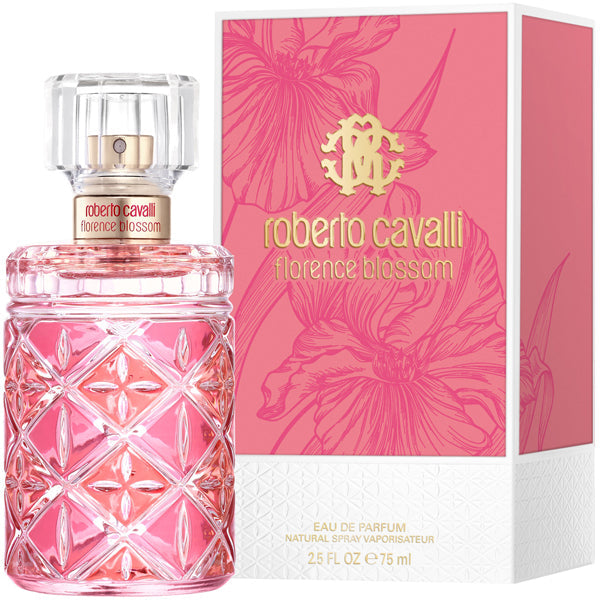 Roberto Cavalli Florence Blossom women’s eau de parfum spray 2.5 oz bottle with floral design.