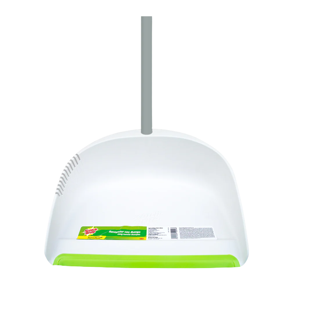 Scotch-Brite dustpan with handle for home cleaning, featuring a sturdy design and ergonomic grip for easy sweeping.
