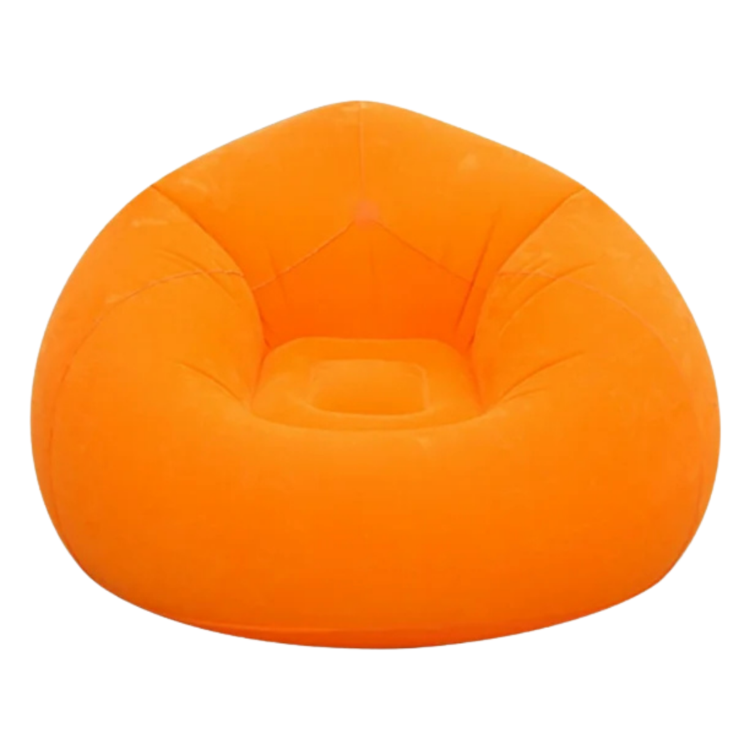 Inflatable Hogar bean bag chair by Farmacias Savia, soft, colorful, and comfortable for casual seating.