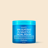 Maree glycolic and salicylic acid peel pads for smooth, clear skin, shown in a close-up image of the product packaging.