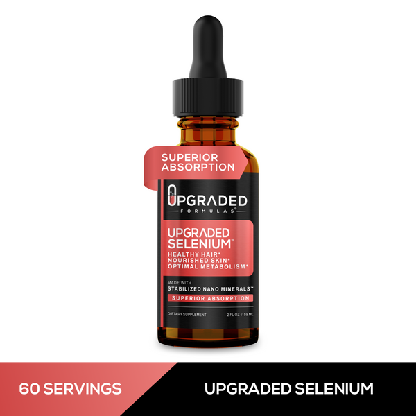 Upgraded Formulas® Selenium supplement in a 2oz bottle, dietary supplement for supporting immune health and antioxidant function.