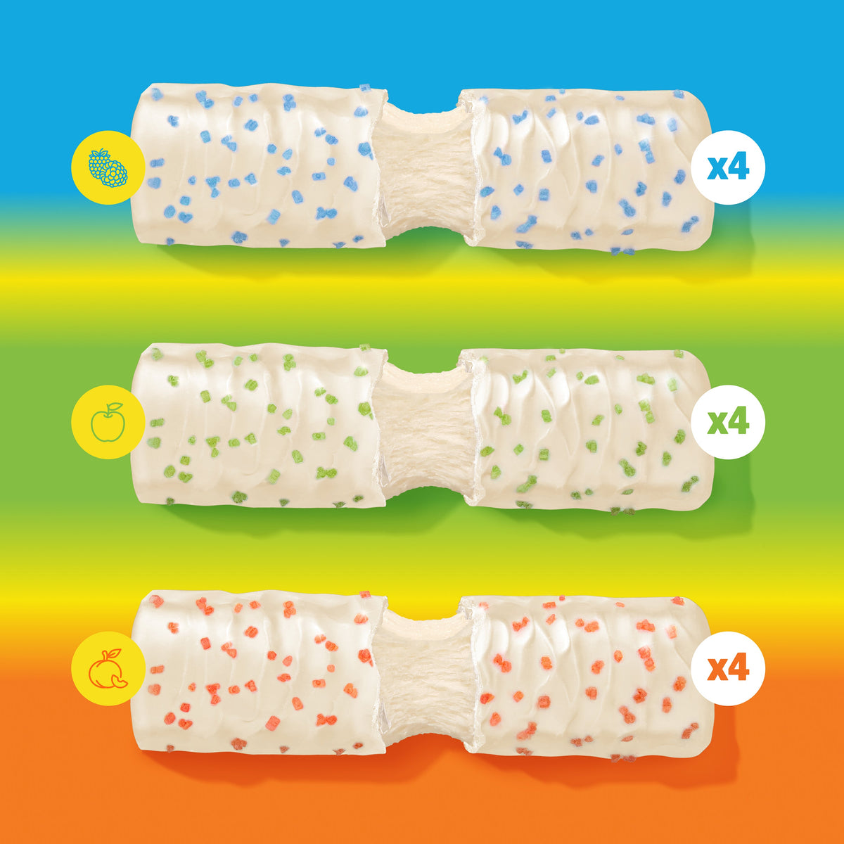 Assorted BUILT Sour Puff variety box with colorful, stacked sour puff candies in various flavors on a white background.