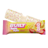 Pink Lemonade Squeeze sour puff from BUILT, stacked with pink and yellow colors, showing a chewy, fluffy snack with vibrant packaging.