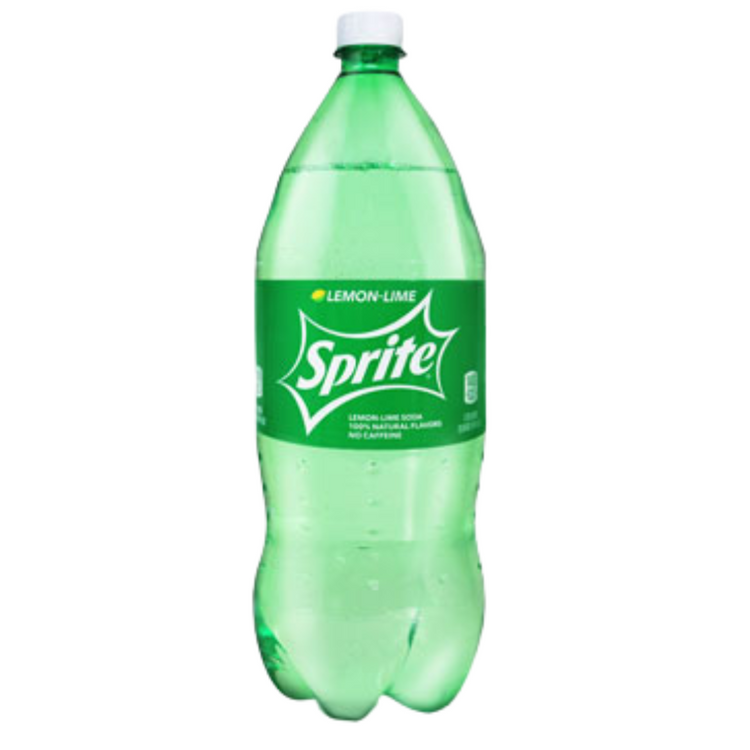 Bright green 1.75 L bottle of Sprite soda with a clear label and cap, featuring lemon-lime flavor, from Farmacias Savia.