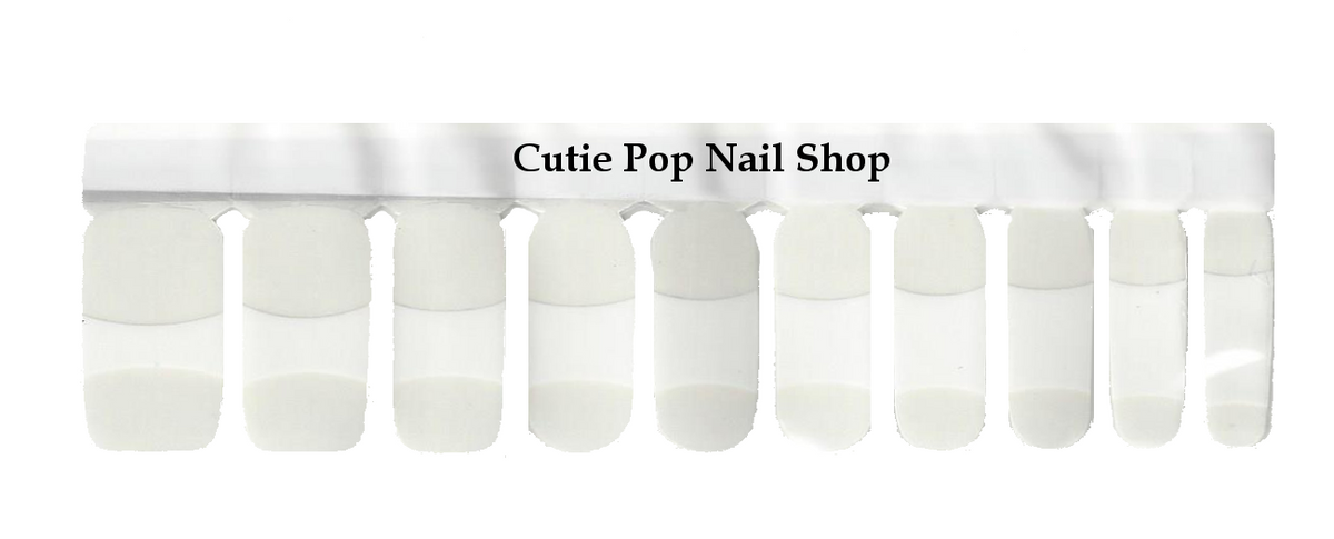 White French tip nail strips by Cutie Pop Nail Shop, featuring elegant, ready-to-apply nail designs for a classic manicure look.