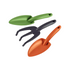 Tramontina gardening tool set with three tools including trowel, transplanter, and cultivator for gardening tasks.