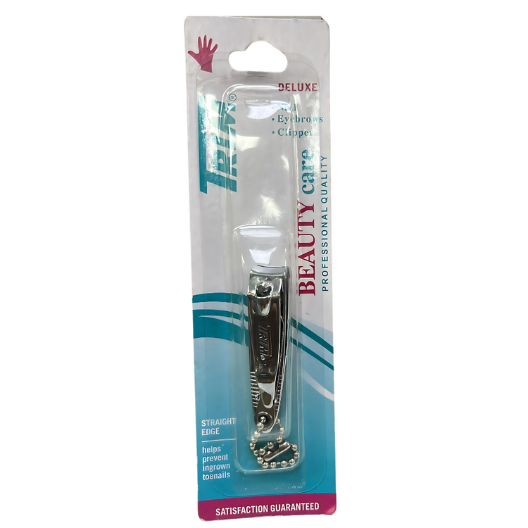 Farmacias Savia Trim Beauty Care Uñas Clipper, compact nail clipper with stainless steel blades for precise nail trimming.
