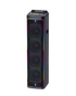 Farmacias Savia karaoke speaker with built-in microphone and colorful LED lights, ideal for parties and entertainment.