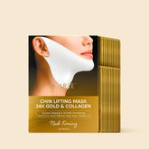 Set of 20 Maree 24K Gold V-Line Lifting Masks in individual sachets, designed to improve facial contour and skin firmness.