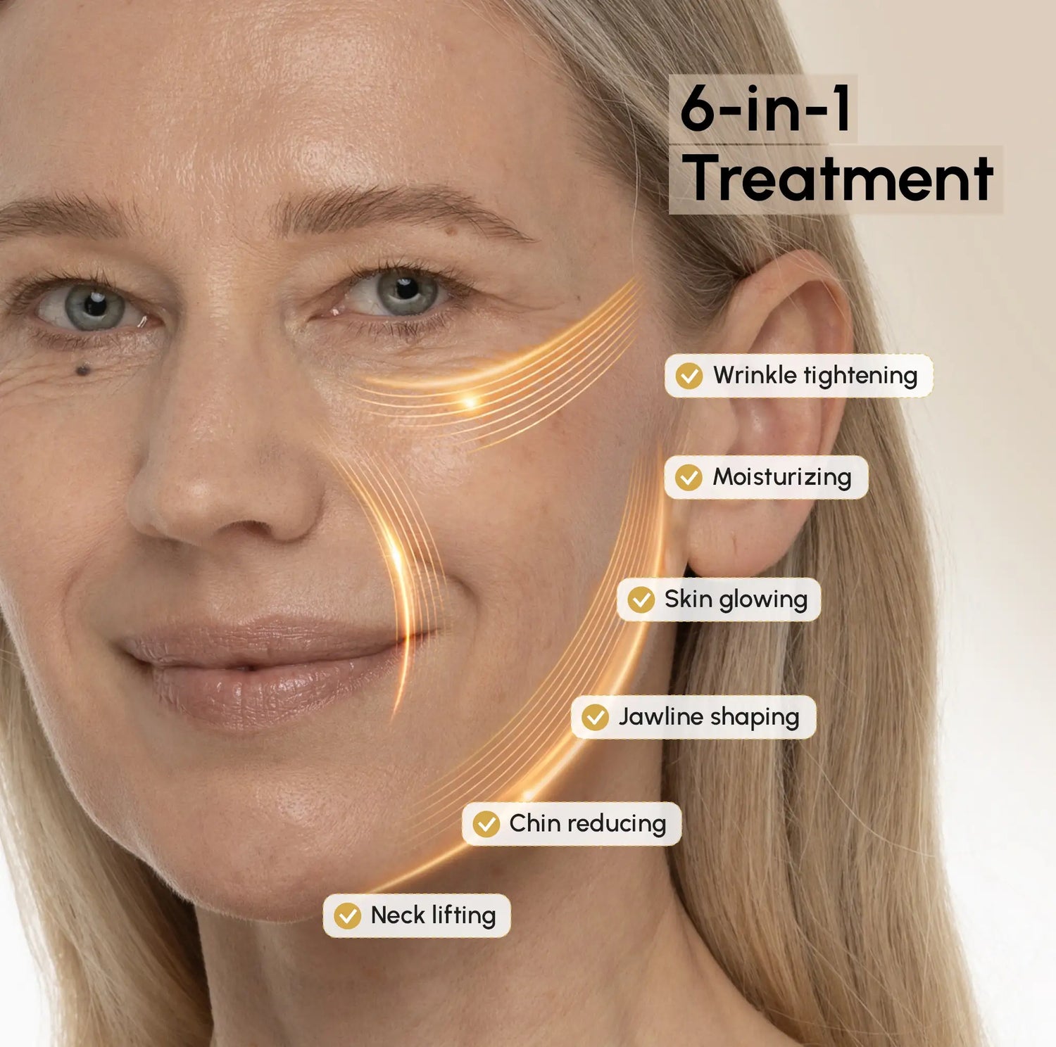 Set of 20 Maree 24K Gold V-Line Lifting Masks showing individual gold foil facial mask sheets on a white background.