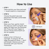 Maree anti-wrinkle tape patches applied to skin, designed to reduce fine lines and wrinkles for a smoother appearance.