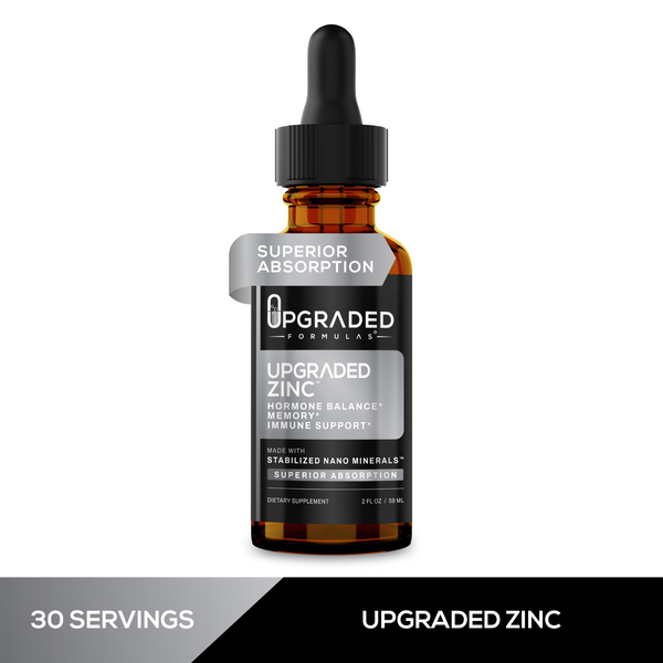 Upgraded Formulas® Zinc supplement in a 2oz bottle, natural zinc supplement for immune support and overall health.