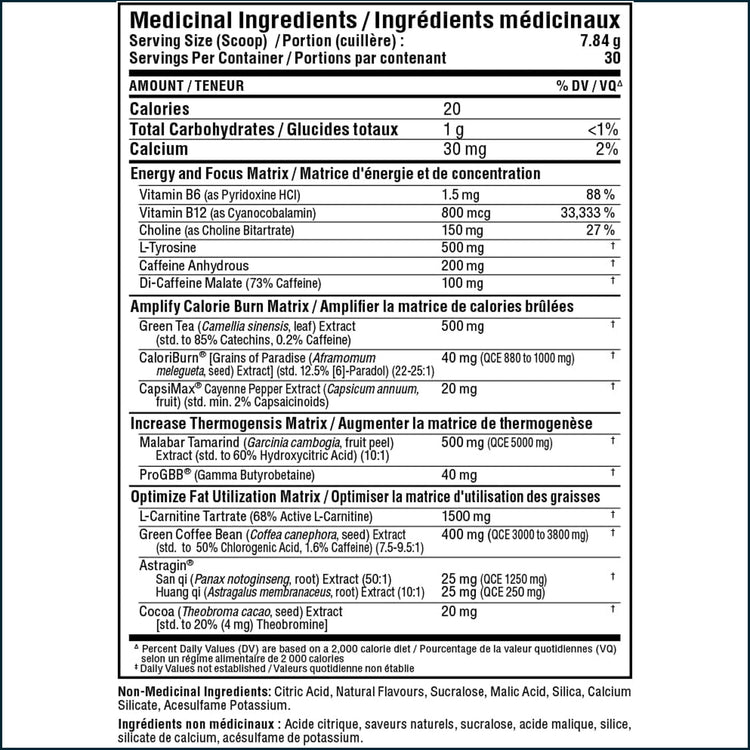 AllMax RapidCuts Extreme weight loss powder container with nutritional label, 30 servings, by PoorBoySupplements.com