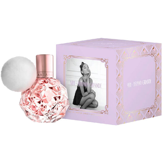 Ariana Grande ARI Eau de Parfum Spray for Women in 3.4oz bottle, with floral and fruity fragrance, shown in a sleek bottle.