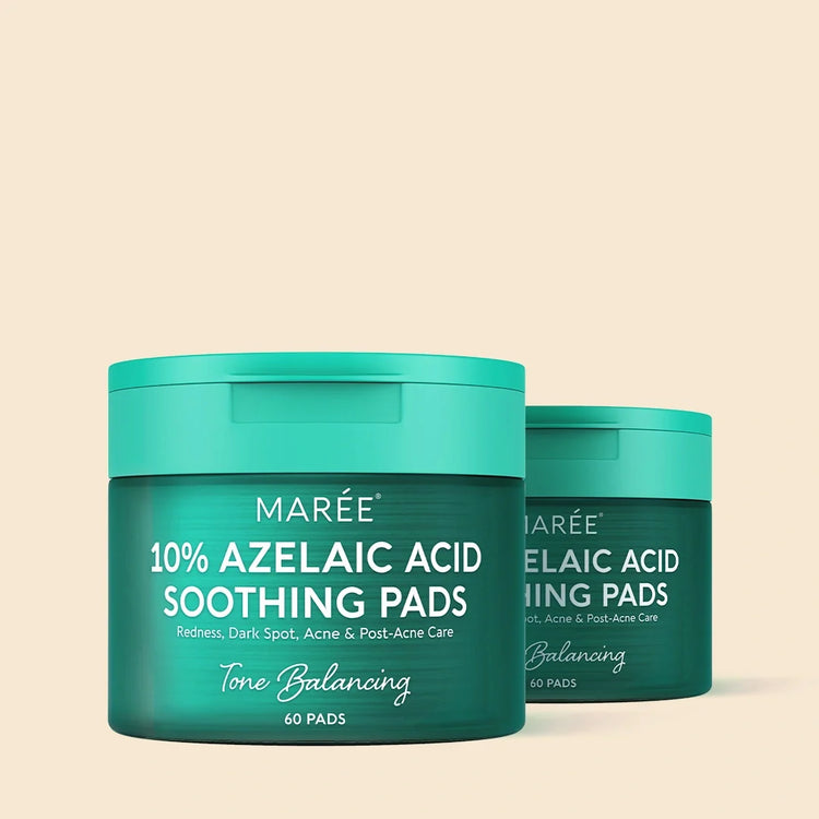 Maree Azelaic Acid Soothing Pads with gentle texture, designed for skincare and reducing redness on the face.