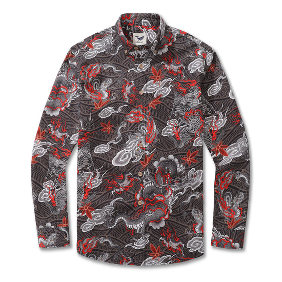 Long Sleeve Hawaiian Shirt For Men The Dragon&