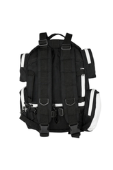 BlackLabel 26L backpack by BLACKLABEL Supplements, black with adjustable straps and multiple compartments for storage.