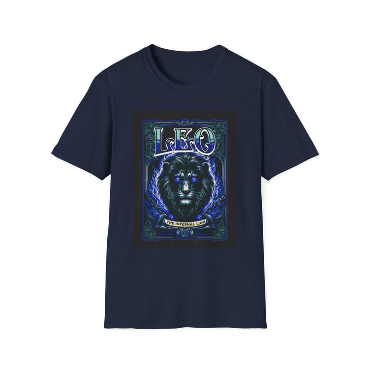 Dark chocolate Leo Zodiac Lion astrology T-shirt by Blue Star, featuring a lion graphic and celestial design.
