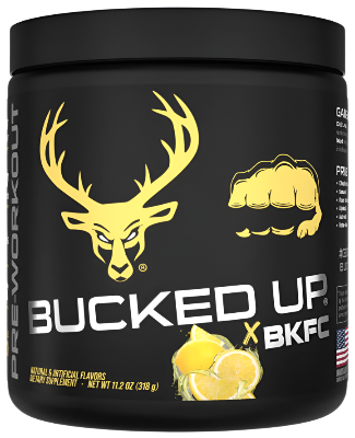 Comito Wellness Bucked Up Pre-Workout powder with energy, performance, and focus ingredients, 30 servings, featuring a colorful label.