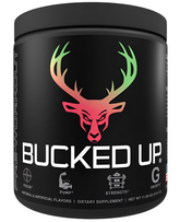 Comito Wellness Bucked Up Pre-Workout energy, performance, and focus supplement with koala and Aussie fruit design in 30-serving container.