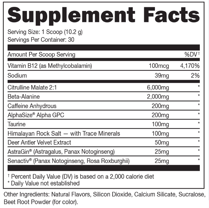 Comito Wellness Bucked Up Pre-Workout powder with Koala Freak Aussie Fruit flavor, energy, performance, and focus boost, 30 servings.