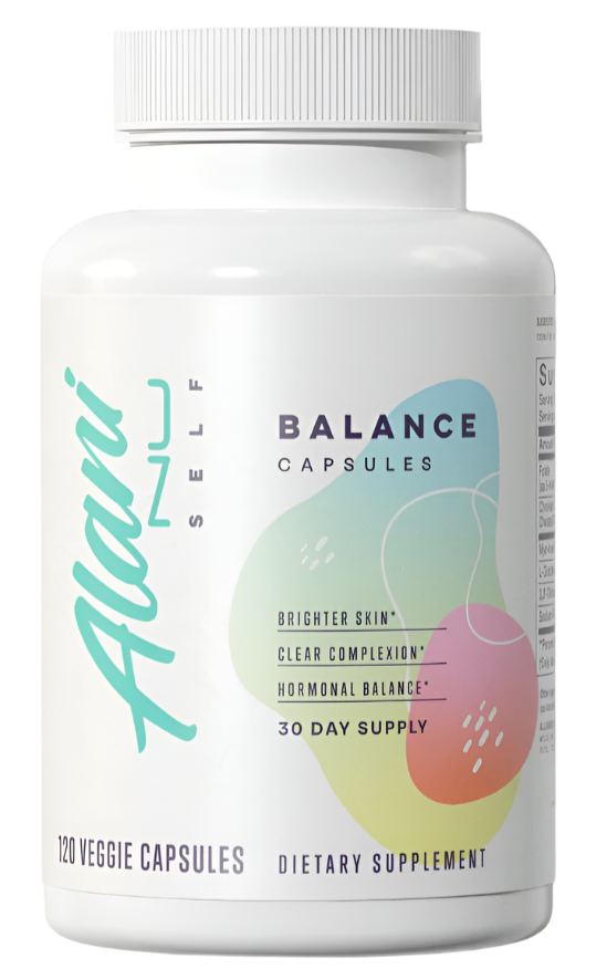Alani Nu Balance Capsules by Comito Wellness, 120 vegetarian vitamin capsules designed to support overall wellness and hormone balance.