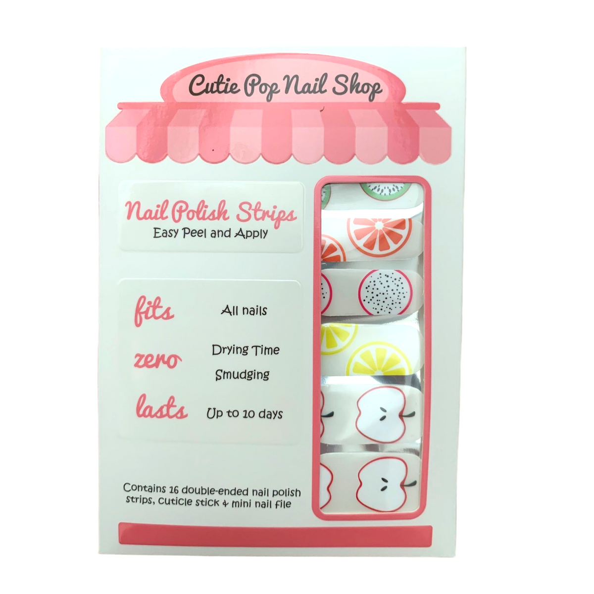 Citrus Punch Cutie Pop Nail Shop nail strips featuring bright citrus-inspired designs for vibrant manicures