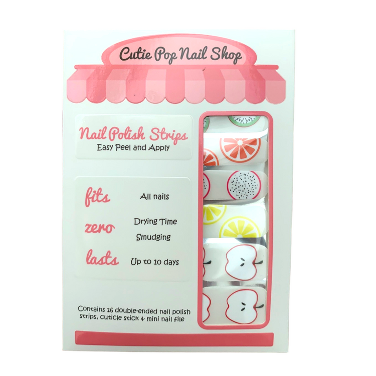 Citrus Punch Cutie Pop Nail Shop nail strips featuring bright citrus-inspired designs for vibrant manicures