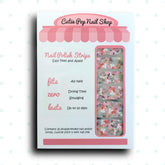 English Floral nail strips from Cutie Pop Nail Shop featuring a delicate floral pattern for stylish manicures.