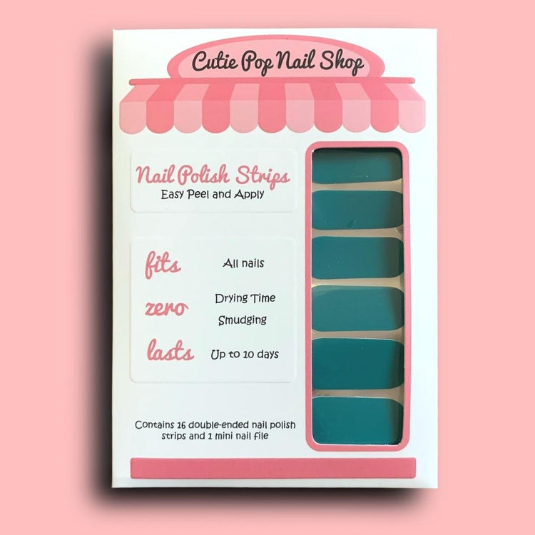 Cutie Pop Nail Shop Neptune nail strips with blue and white marbled design for stylish manicures.