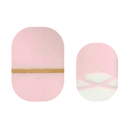 On Pointe Nail Strips by Cutie Pop Nail Shop, showcasing elegant, natural-looking nail art with striped design.