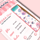 Pastel Evolution nail strips by Cutie Pop Nail Shop displayed on a neutral background with vibrant pastel colors and floral patterns.