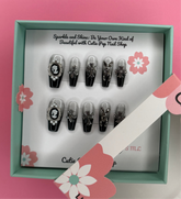 Medium coffin-shaped Victorian Ombre press-on nails by Cutie Pop Nail Shop with a stylish gradient design.