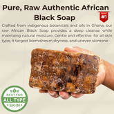 Authentic African Black Soap by Duma Mbili LLC, traditional organic skincare soap for clear, glowing skin in a 4 oz bar.