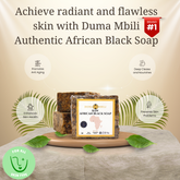 Authentic African Black Soap from Duma Mbili LLC, organic skincare for clear, glowing skin, in a 4 oz traditional soap bar.