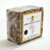 Authentic African Black Soap by Duma Mbili LLC in a 4 oz bar, organic skincare for clear, glowing skin, traditional African black soap