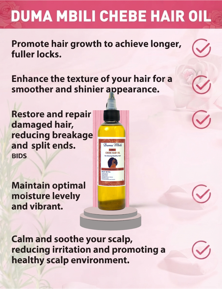 Duma Mbili LLC Chebe Hair Oil 8-in-1, cheese-shaped bottle, 4 oz, natural hair treatment oil for healthy, shiny hair