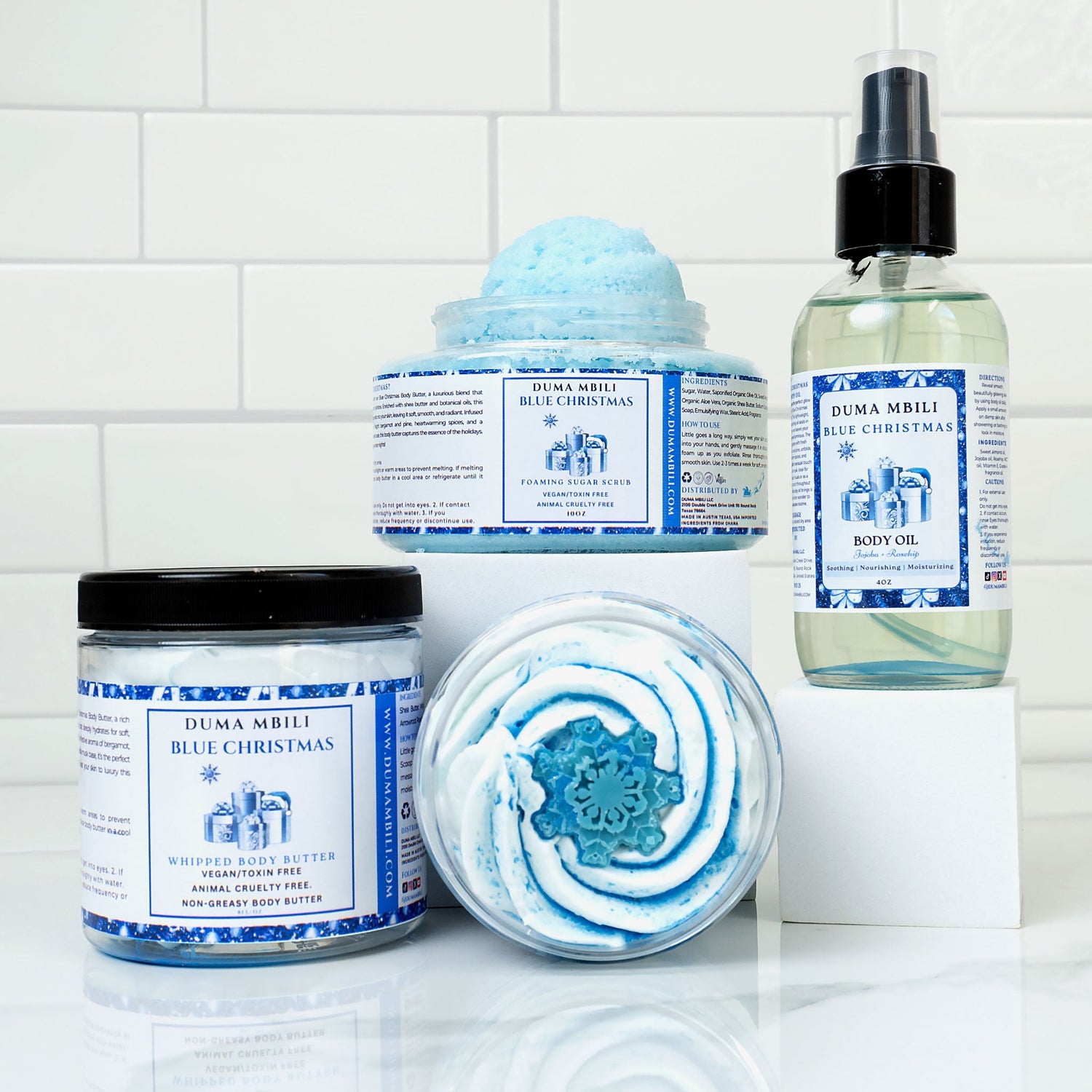 Blue Christmas bundle from Duma Mbili LLC featuring festive decorations and accessories for holiday celebrations.