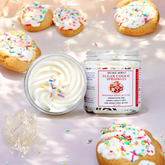 Duma Mbili LLC Sugar Cookie Sprinkles whipped body butter in an 8 oz jar with a creamy, fluffy texture and colorful sprinkle design.