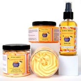 Duma Mbili LLC whipped body butter from Fall Enchantment Bundle collection with cinnamon bun scent, showcasing rich, creamy texture.