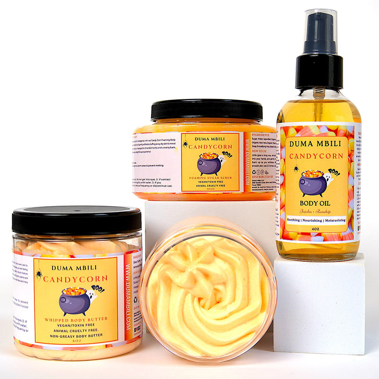 Duma Mbili LLC whipped body butter from Fall Enchantment Bundle collection with cinnamon bun scent, showcasing rich, creamy texture.