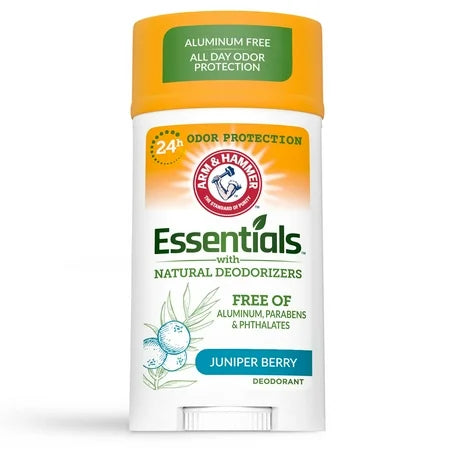 Arm & Hammer Essentials Deodorant in Juniper Berry scent, 2.5oz, with natural ingredients and fresh botanical scent.