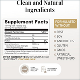 Elavite Colostrum Powder supplement by PoorBoySupplements.com, featuring nutritional panel and 30 servings of vitamins and herbs.
